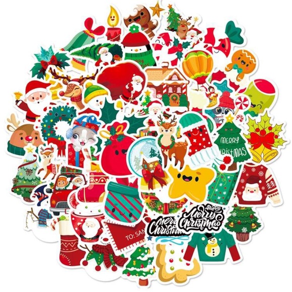 50 Piece Set Vinyl Christmas Stickers - Picture 2 of 5
